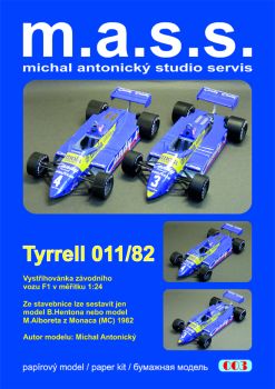 Formel 1.-Bolid Tyrrell 011/82 (Season 1982) in zwei optionalen Darstellungsmöglichkeiten 1:24