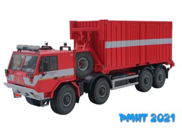 Feuerwehr-Zugmaschine Tatra 815-7 8x8 mit Containeraufleger Multilift 165-SC 1:32 extrem