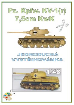 sowjetischer Schwerpanzer KW-1 (KV-1) in der Darstellung des Beutefahrzeugs Pz.Kpfw. KV-1(r) 7,5cm KwK 1:48 einfach