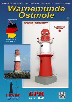 Leuchtturm Warnemünde Ostmole 1:87 (H0) Ganz-Lasercut-Modell