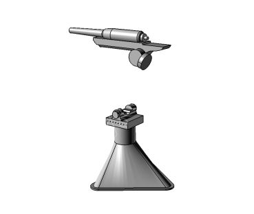 zwei Baranowskis 63,5 mm-Landungskanone (Radsatz und Gestell) 1:200 3D-Kunststoffmodell