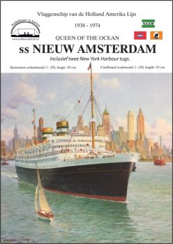 ss Nieuw Amsterdam (1938 – 1974) + 2 New York-Schlepper Lady Norah und Lady Lianne 1:250 präzise