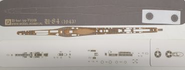 gravierter Holz-Decksatz für U-Boot des Typs U-84 des (geänderten) Typs VII B (1943) 1:200 (Hobby Model Nr. 36)