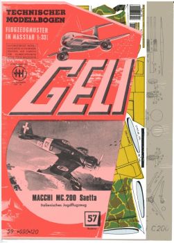 Italienisches Jagdflugzeug Macchi MC.200 Saetta (Erstausgabe) 1:33 deutsche Anleitung