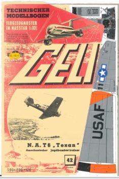 amerikanischer Jagdbombentrainer N.A. T6 Texan der USAAF (Erstausgabe) 1:33 glänzender Silberdruck, deutsche Anleitung