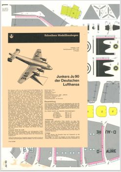 Großverkehrsflugzeug Junkers Ju 90 der Deutschen Lufthansa (1938) 1:100 Originalausgabe, selten
