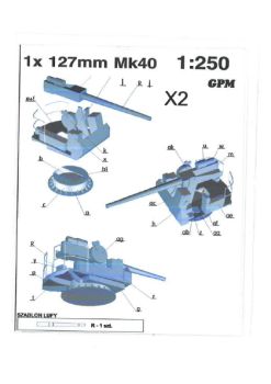 2 Stck. 2x127mm-Geschütz Mk.40 1:250 Lasercut