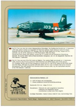 Jagd- und Jagdbomber North American FJ-1 Fury 1:33 deutsche Bauanleitung