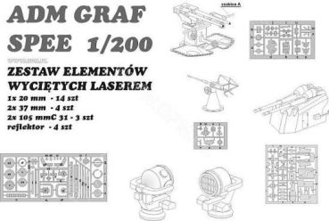 Lasercut-Detailsatz (Bewaffnung) Graf Spee 1:200 (GPM 024)
