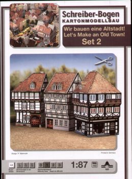 Altstadt-Set Nr.2 mit drei Fachwerkhäusern 1:87 (H0) deutsche Anleitung