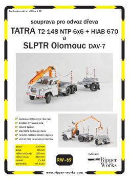 Baumstammtransporter Tatra T2-148 NTP 6x6 mit Greifer HIAB 670 und Anhänger DAV-7 1:32