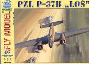 Bombenflugzeug PZL P-37B Los 1:33 (FlyModel 46, 2.Auflage)