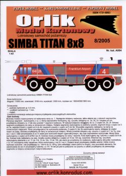 Flughafen-Löschfahrzeug Simba Titan 8x8 1:43 Erstausgabe, übersetzt ANGEBOT