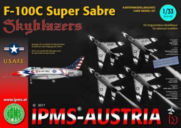 Kampfflugzeug F-100C Super Sabre Skyblazers 1:33 metallic Druck, deutsche Anleitung