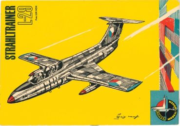 tschechoslowakischer Strahltrainer Aero L-29 Delfín 1:50 DDT-Verlag Junge Welt (Kranich Modell-Bogen, 1965)