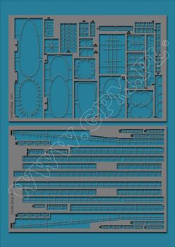 LC-Reling-/Detailsatz, gravierter LC-Deck für IJN Chikuma 1:200 (GPM 383)