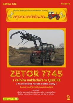 Landwirtschaftstraktor Zetor 7745 mit Frontlader Quickie 4300 1:32 präzise