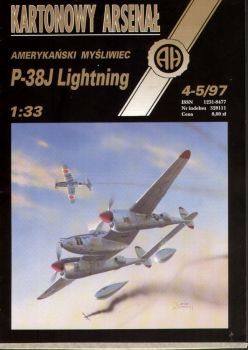 Lockheed P-38J Lightning 1:33 glänzender Silberdruck, übersetzt