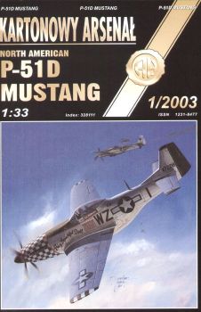 North American P-51D Mustang 1:33 glänzender Silberdruck, übersetzt
