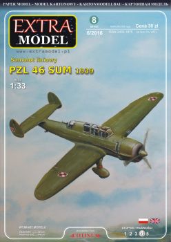 Polnisches Linien- und Bombenflugzeug PZL-46 SUM (Wels) aus dem Jahre 1939 1:33