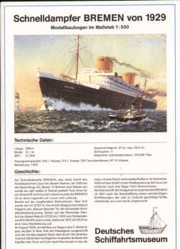 Schnelldampfer BREMEN (1929) 1:500 deutsche Bauanleitung