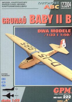 *Segelflugzeug Grunau Baby II B - zwei Modelle 1:33 und 1:50 übersetzt
