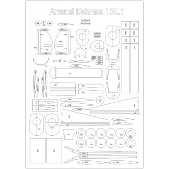 Spantensatz für Tandemflugzeug Arsenal Delanne 10C.1 1:33 (MPModel 45)