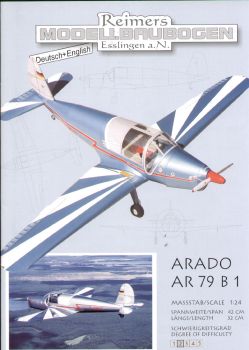 Sportflugzeug Arado Ar-79 B1 1:24  glänzender Silberdruck!