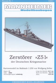 Zerstörer „Z 51" der Deutschen Kriegsmarine ,Wasserlinienmodell 1:250