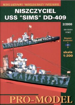 Zerstörer USS Sims DD-409 (1942) 1:200 Tarnbemalung!