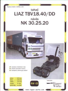 Zugmaschine Liaz TBV18.40/DD +Containeranhänger 1:32 RW02