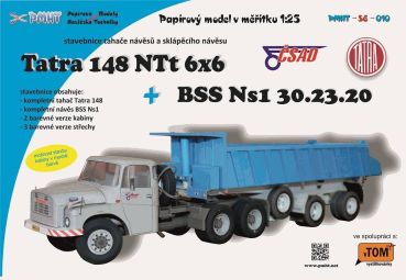 Zugmaschine Tatra 148 NTt 6x6 mit Kippauflieger BSS NS1 30.23.20 der CSAD 1:25