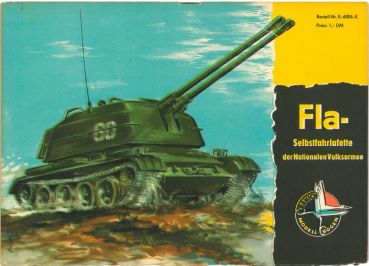 Fla-Selbstfahrlafette (Flugabwehr-Selbstfahrlafette) ZSU-57-2 1:25 DDR-Verlag Junge Welt (Band Kranich Modell-Bogen, 1960)