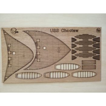 gravierter LC-Decksatz aus Holz für Monitor USS Choctaw (1863) 1:200 (Oriel 285)