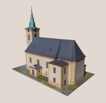 Klassizistische Kirche des heiligen Martins aus Pusta Polom (Wüstpohlom) / Tschechien (1802-03) 1:160