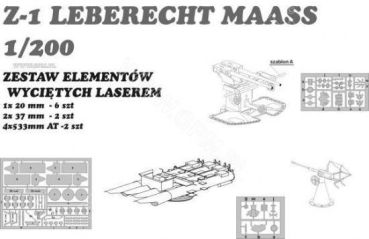 LC- Flakbewaffnungs-/ Detailsatz mit 20-/37-/533 mm-Bewaffnung für Leberecht Maass 1:200 (GPM 256)