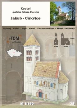 Romanische römisch-katholische Jakobskirche aus Jakub-Cirkvice (deutsch St. Jakob-Zirkwitz) aus dem 12. Jh. 1:160