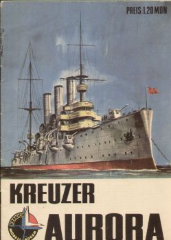 russischer Kreuzer Aurora (1917) 1:250 DDR-Verlag Junge Welt - Kranich Modell-Bogen (1966)