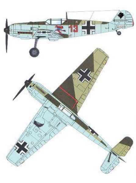 Messerschmitt Bf-109E-1 die "Rote 13" (Wangerooge, 1940) 1:33