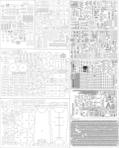 LC-Detail-/Reling-Grosszurüstsatz IJN Nagato 1:200 (Dom Bumagi) Produzent: GPM