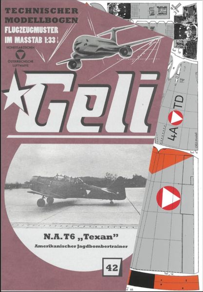 US-Jagdbombentrainer N.A. T6 Texan Österreichischer Luftwaffe 1:33 glänzender Silberdruck, deutsche Anleitung