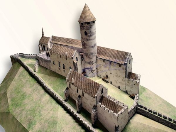 2 vollständige Modelle der tschechischen Burg Bezdez (deutsch Bösig): 1278 und gegenwärtig 1:400 präzise