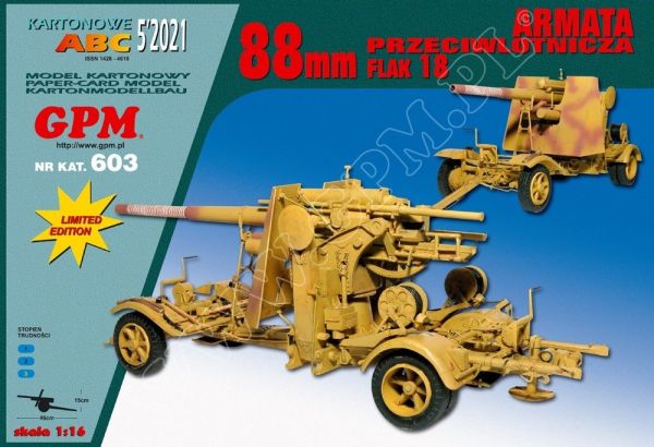 88mm Flugabwehrkanone Flak 18 mit Sonderanhänger 201 1:16 extrempräzise
