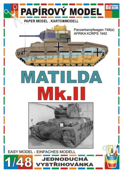 Mittelpanzer Matilda Mk. II in der Darstellung eines Beutefahrzeuges Pz.Kpfw. 748(e), Afrikakorps, 1942 1:48 einfach