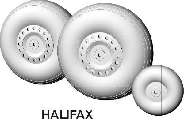 Resine-Radsatz für Bombenflugzeug Halifax 1:33