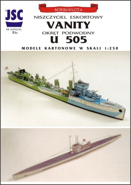 Geleitzerstörer HMS Vanity & U-Boot U-505 der IXc-Klasse 1:250