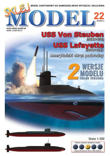 Raketen-U-Boot USS Von Steuben (SSBN-632) oder optional USS Lafayette (SSBN-616) 1:200