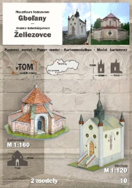 pseudogotische Mausoleum der Familie Nyár in Gbeľany und Grabstätte der Familie Eszterházy in Zeliezovce / Slowakei 1:120