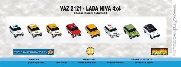 8 Modelle des Pkws VAZ 2121 – Lada Niva 4x4 in verschiedenen Bemalungen 1:100 einfach