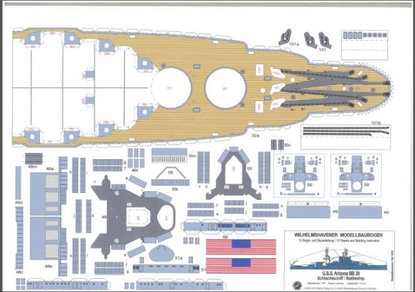 Schlachtschiff USS Arizona BB 39 1:250 Wasserlinienmodell